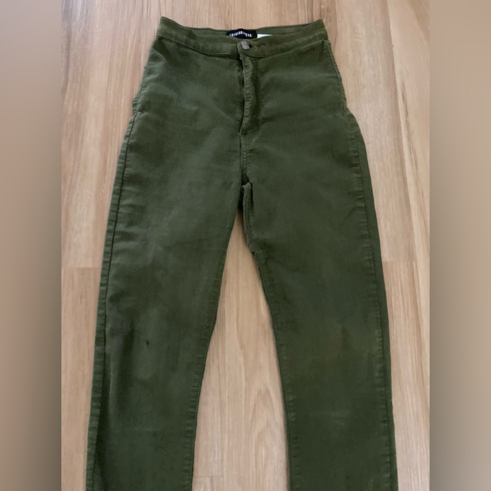 🔥🔥Fashion Nova Dark Olive Green Super High-Waisted Skinny Jean Jeggings